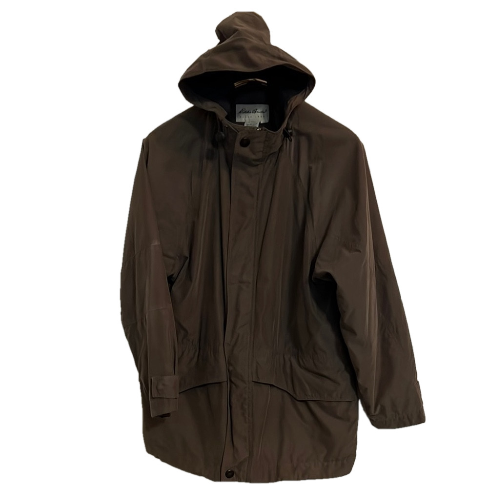 Eddie Bauer Men's S/P Olive Green Coat with Hood